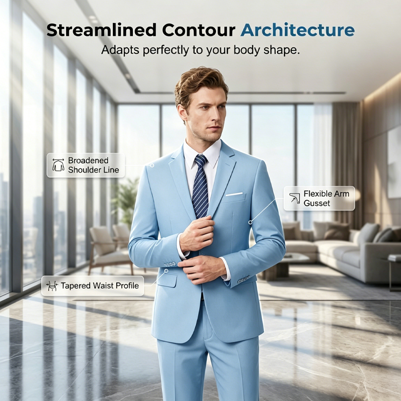 Set de traje de negocios moderno de dos piezas para hombre