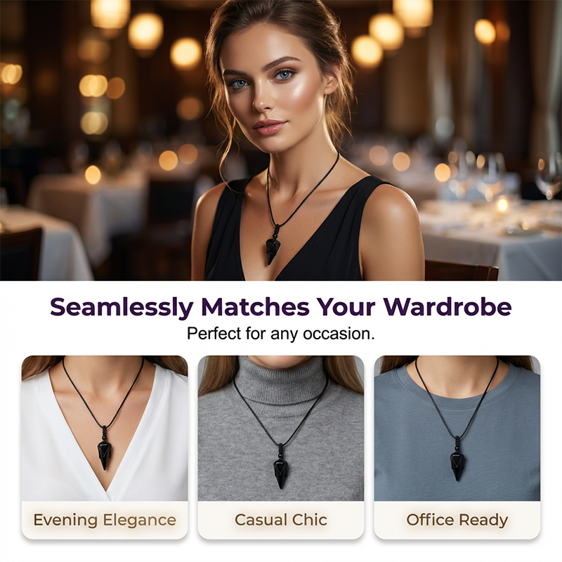 ⏰ ¡Oferta Limitada 50% OFF! 💥Dije Cónico de Obsidiana Sintética, Collar Minimalista Unisex Ajustable