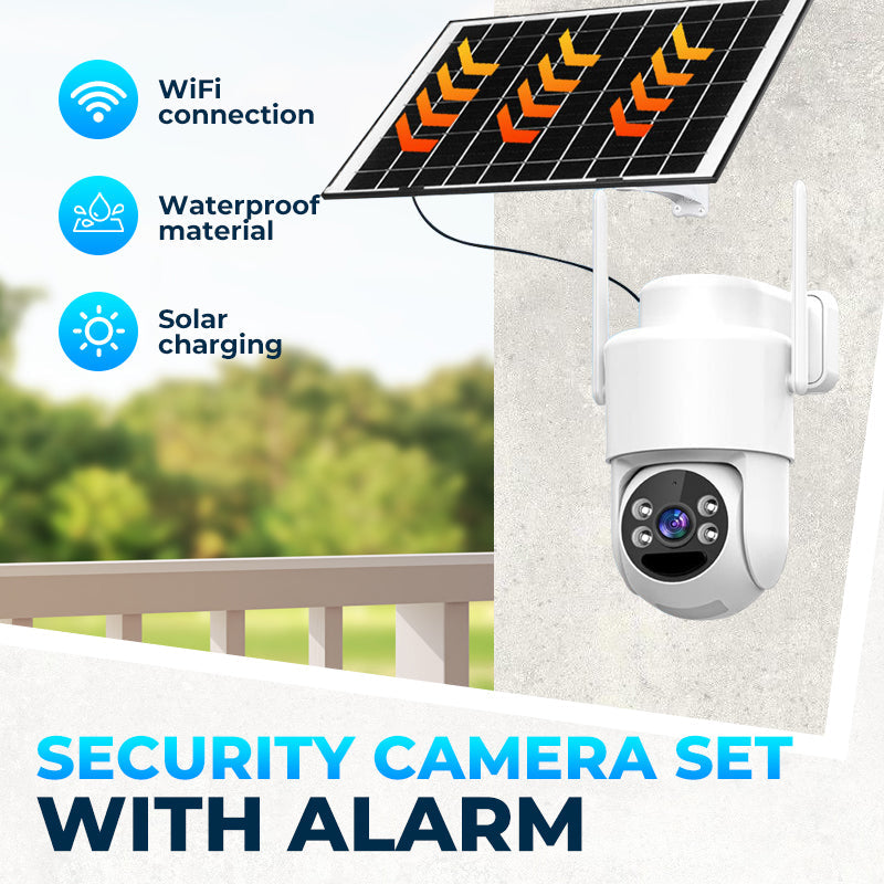 Juego de cámaras de seguridad inalámbricas con energía solar y alarma