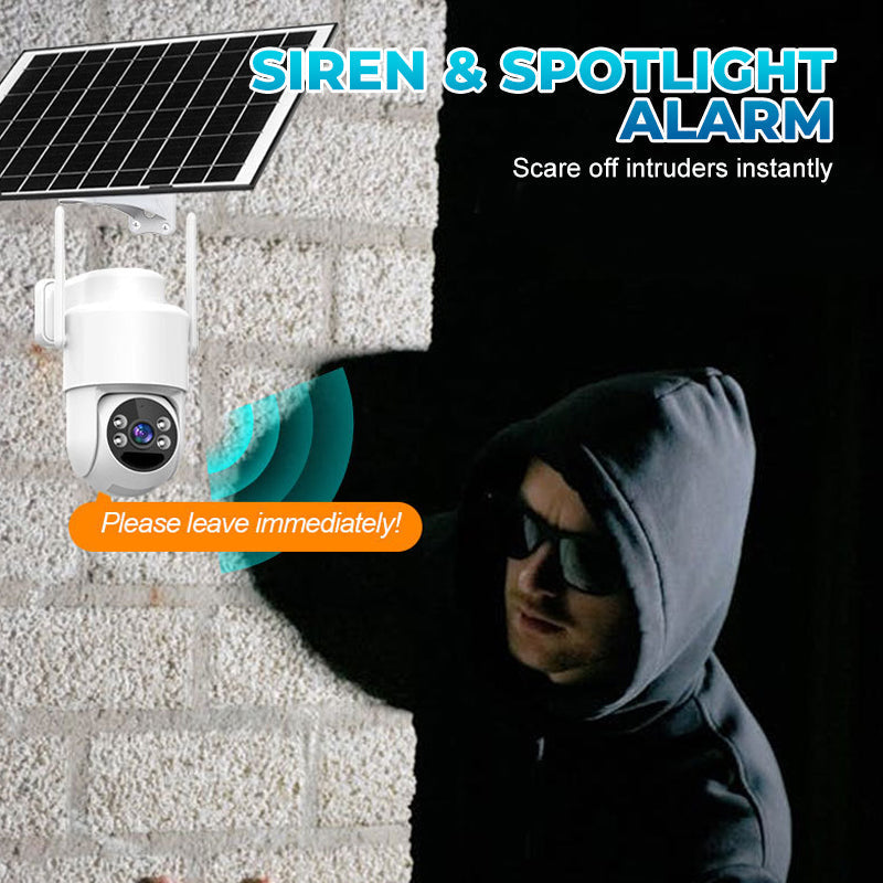 Juego de cámaras de seguridad inalámbricas con energía solar y alarma