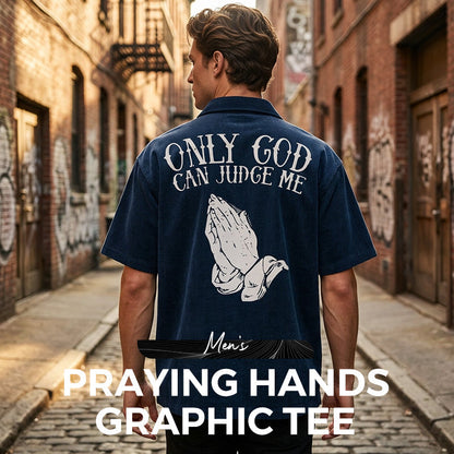 🙏 ¡OFERTA POR TIEMPO LIMITADO 50% DE DESCUENTO! 👕 Camiseta de Hombre 'Manos en Oración' – 100% Algodón, Estampado Simbólico ✨