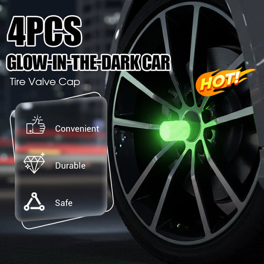 🌟 2026 Sale — Over 57,500 Sold! 🚗 4PCS Glow-in-The-Dark Car Tire Valve Cap