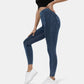 Leggings casuales de mezclilla de punto elástico con bolsillo lateral trasero de talle alto