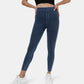 Leggings casuales de mezclilla de punto elástico con bolsillo lateral trasero de talle alto