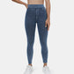 Leggings casuales de mezclilla de punto elástico con bolsillo lateral trasero de talle alto