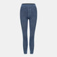 Leggings casuales de mezclilla de punto elástico con bolsillo lateral trasero de talle alto