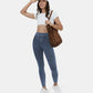 Leggings casuales de mezclilla de punto elástico con bolsillo lateral trasero de talle alto