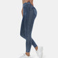 Leggings casuales de mezclilla de punto elástico con bolsillo lateral trasero de talle alto