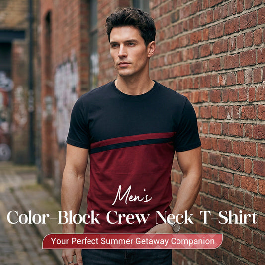 Camiseta cuello tripulación color-bloque hombre