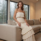 Mujeres sin tiras en capas Ruffle vestido ahumado