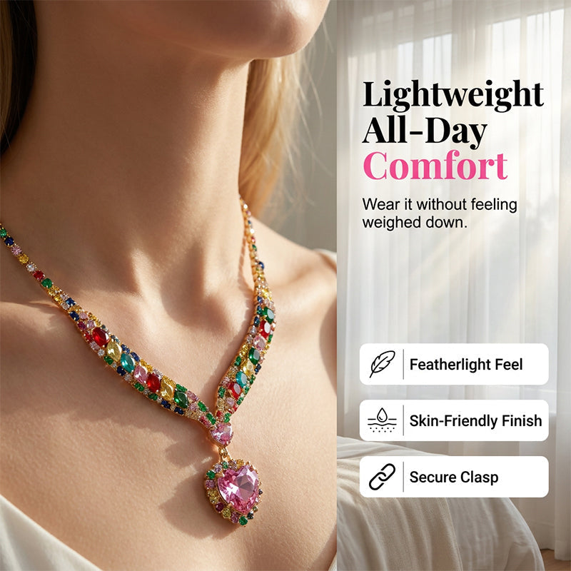 📢📢50% DE DESCUENTO!! ⏰Conjunto de Collar y Aretes con Corazón Brillante