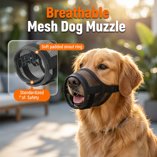 🐕🔥 ¡50% DE DESCUENTO! Bozal de Malla Transpirable para Perros – Evita Mordidas y Masticación, Ajuste Cómodo y Seguro para Paseos 🐾