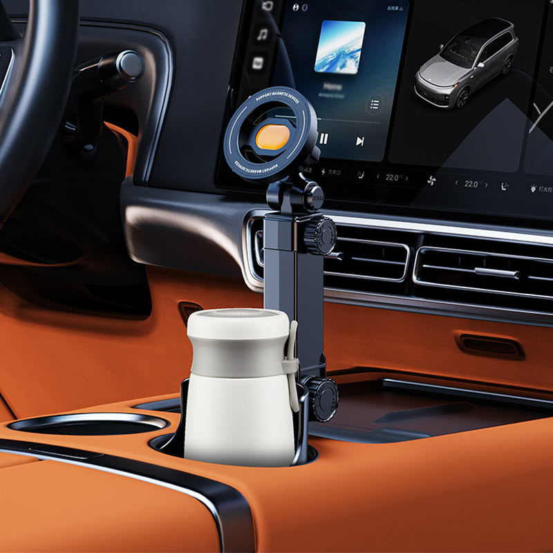 Soporte para móvil tipo portavasos para coche: ajustable en 360°, potente imán N52, manejo con una sola mano, compatible con todos los móviles