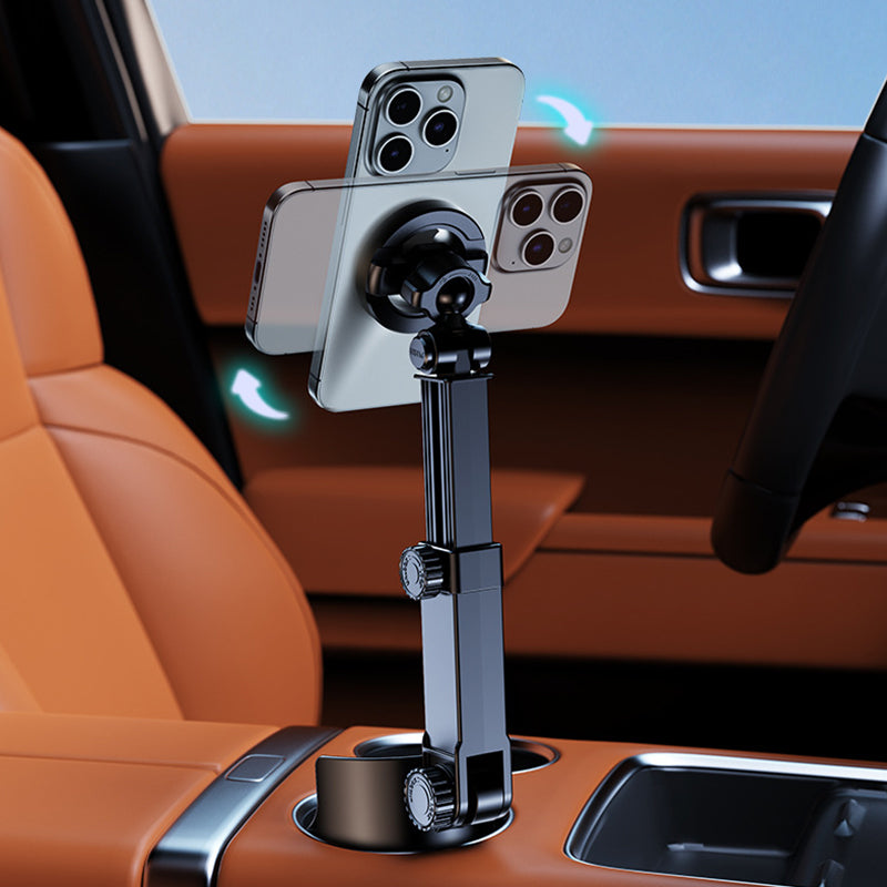 Soporte para móvil tipo portavasos para coche: ajustable en 360°, potente imán N52, manejo con una sola mano, compatible con todos los móviles