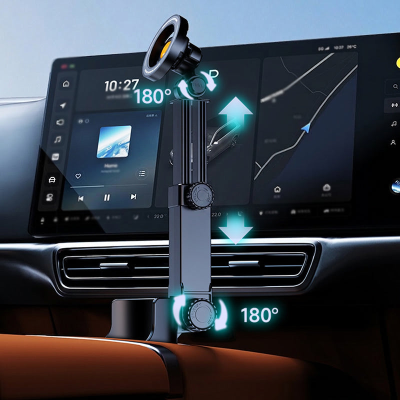 Soporte para móvil tipo portavasos para coche: ajustable en 360°, potente imán N52, manejo con una sola mano, compatible con todos los móviles