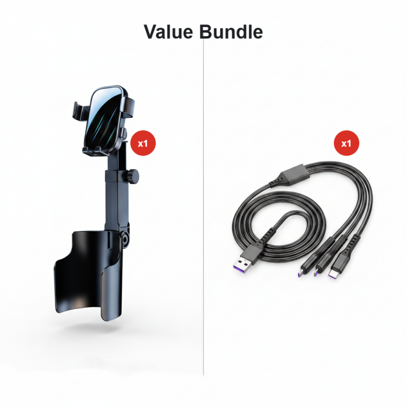 Soporte para móvil tipo portavasos para coche: ajustable en 360°, potente imán N52, manejo con una sola mano, compatible con todos los móviles