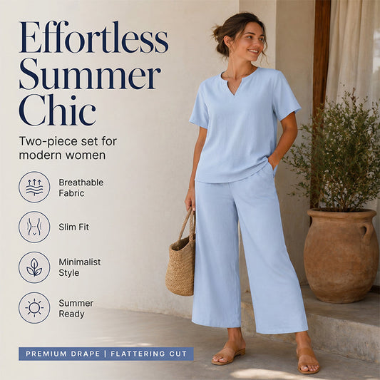 🥳¡VENTA CALIENTE 2026!🥳💞¡Más de 50K Vendidos!✨💝 Conjunto de Top Escote en V y Pantalones de Pierna Ancha para Mujer👚👖