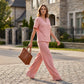 🥳¡VENTA CALIENTE 2026!🥳💞¡Más de 50K Vendidos!✨💝 Conjunto de Top Escote en V y Pantalones de Pierna Ancha para Mujer👚👖
