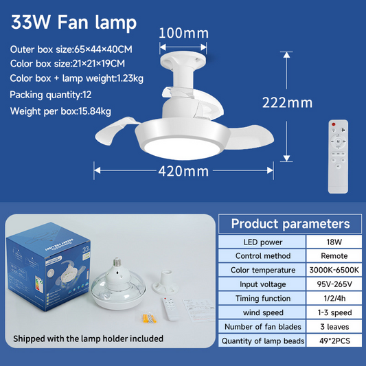 Mini Ceiling Fan with Light and Remote