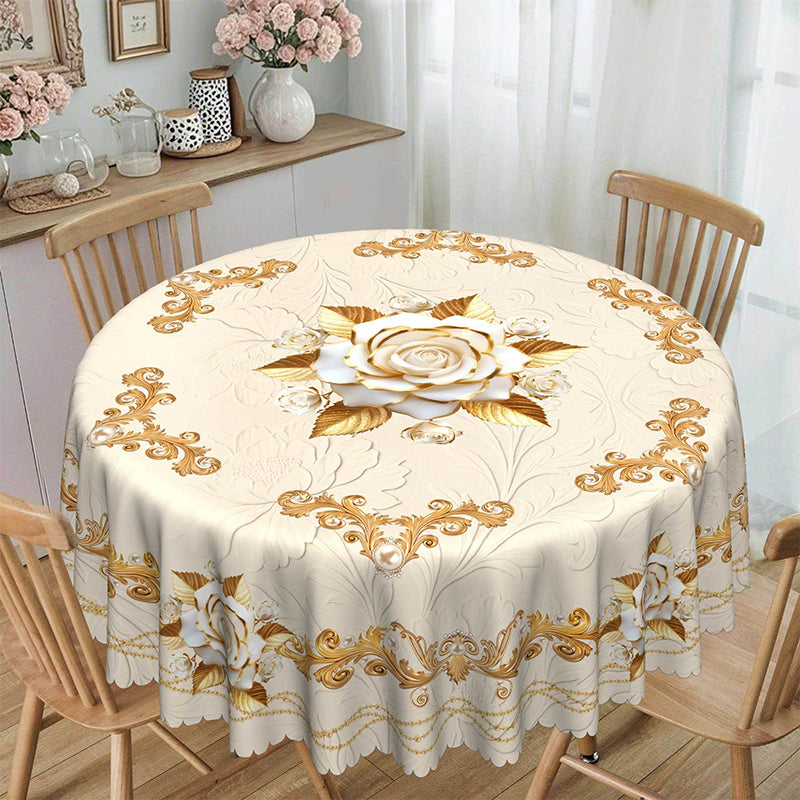 🌸🍽️ 50% OFF! Waterproof Gold Rose Tablecloth – Embossed Effect, Stain-Resistant, Elegant