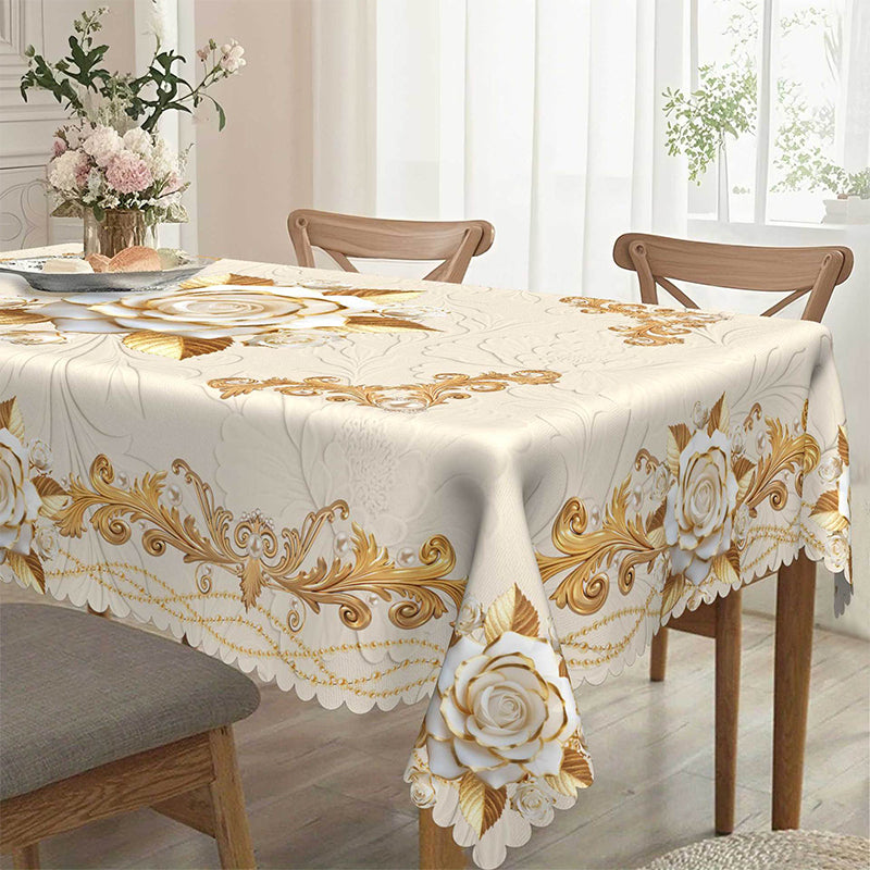 🌸🍽️ 50% OFF! Waterproof Gold Rose Tablecloth – Embossed Effect, Stain-Resistant, Elegant