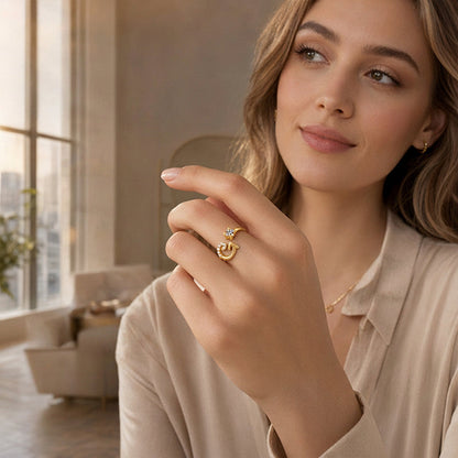 💍 ¡50% DE DESCUENTO AHORA! ✨ Anillo Inicial Ajustable con Destellos – Personalizable y elegante – Perfecto para regalar o usar a diario – ligero y luminoso 💖🌸🌿
