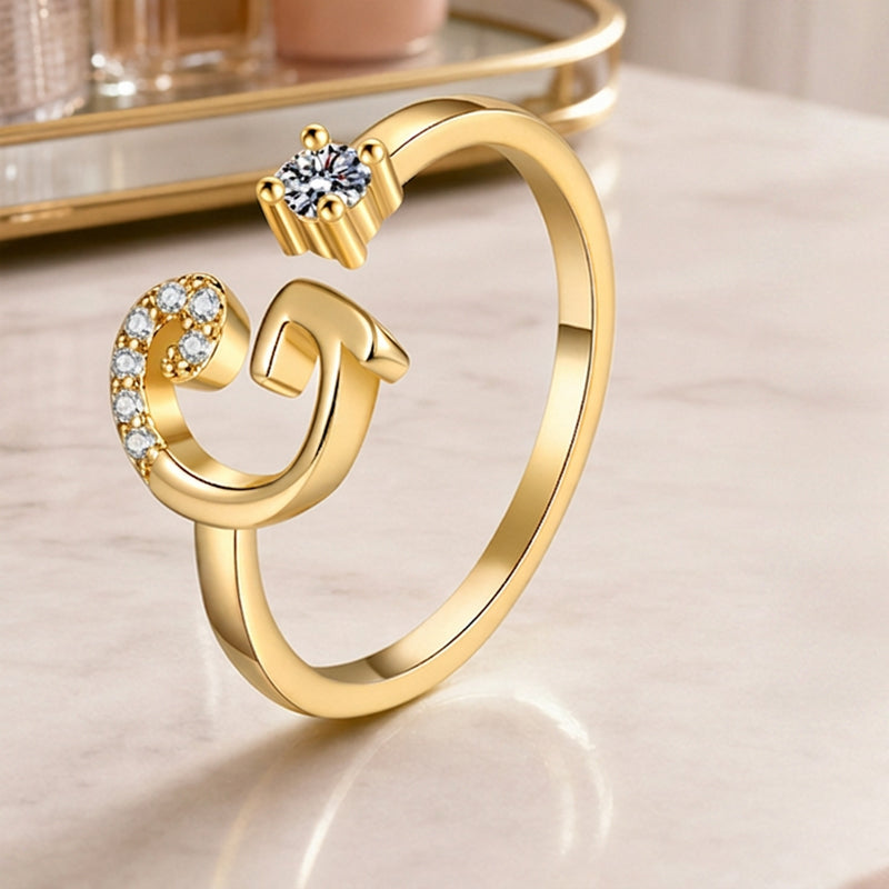 💍 ¡50% DE DESCUENTO AHORA! ✨ Anillo Inicial Ajustable con Destellos – Personalizable y elegante – Perfecto para regalar o usar a diario – ligero y luminoso 💖🌸🌿