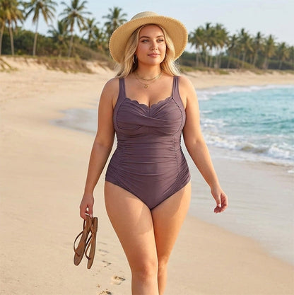 🏖️🔥 ¡50% DE DESCUENTO! Traje de Baño Clásico de Una Pieza Talla Grande para Mujer – Corte Ajustable, Sujetador con Copa y Tejido Resistente al Cloro 🌊👙