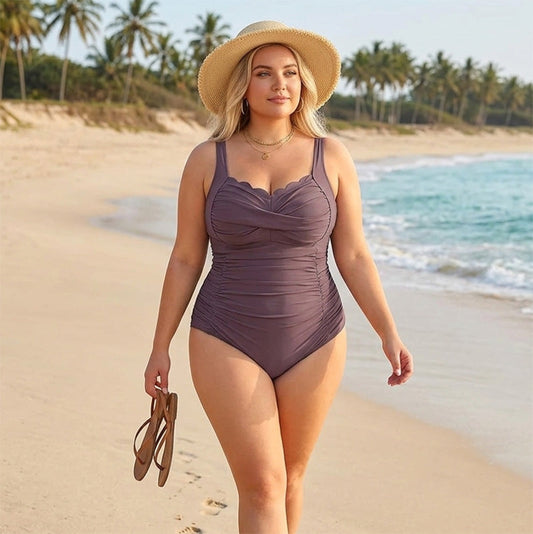 🏖️🔥 ¡50% DE DESCUENTO! Traje de Baño Clásico de Una Pieza Talla Grande para Mujer – Corte Ajustable, Sujetador con Copa y Tejido Resistente al Cloro 🌊👙