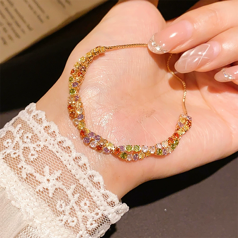 ⏳¡50% de descuento por tiempo limitado⏰ Pulsera Ajustable Retro Cruzada de Circón Multicolor para Mujer 🎨💎