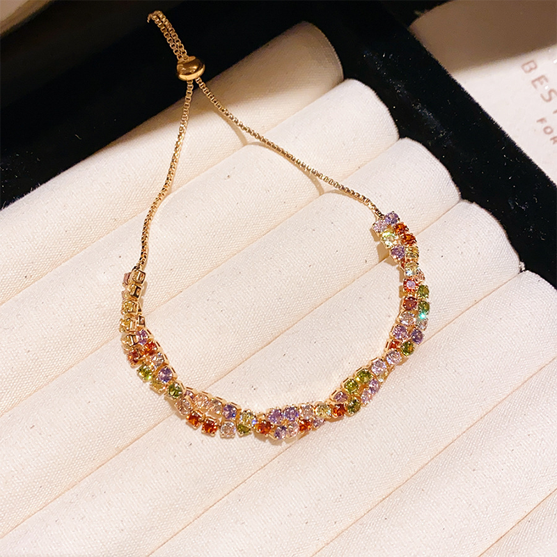 ⏳¡50% de descuento por tiempo limitado⏰ Pulsera Ajustable Retro Cruzada de Circón Multicolor para Mujer 🎨💎