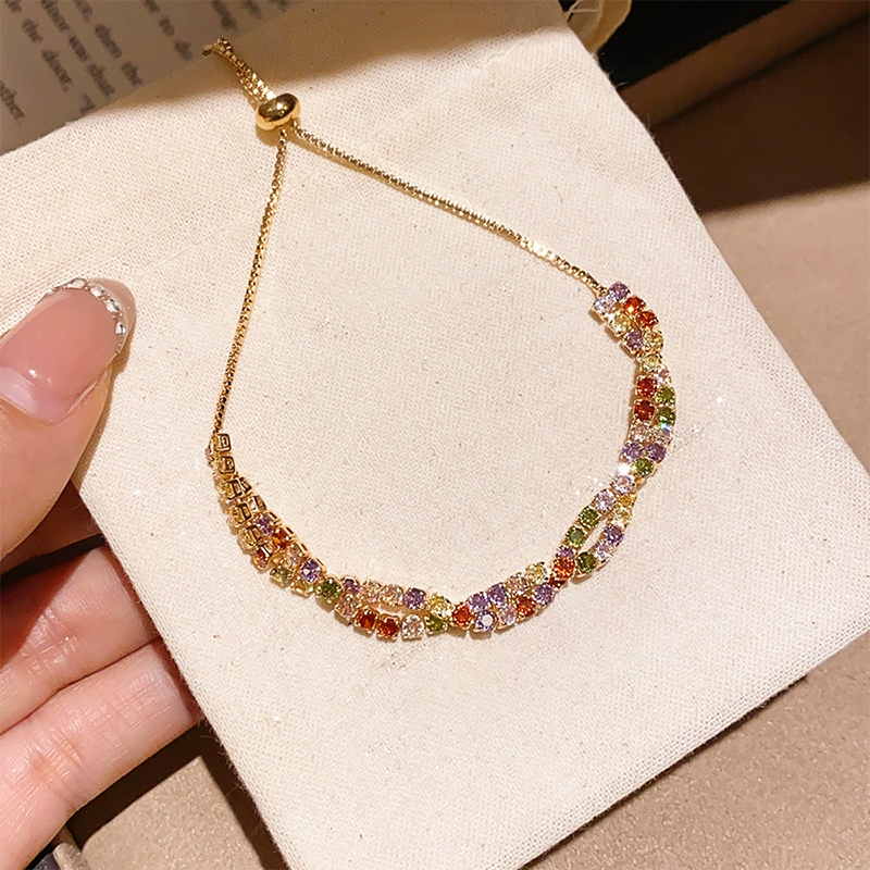 ⏳¡50% de descuento por tiempo limitado⏰ Pulsera Ajustable Retro Cruzada de Circón Multicolor para Mujer 🎨💎