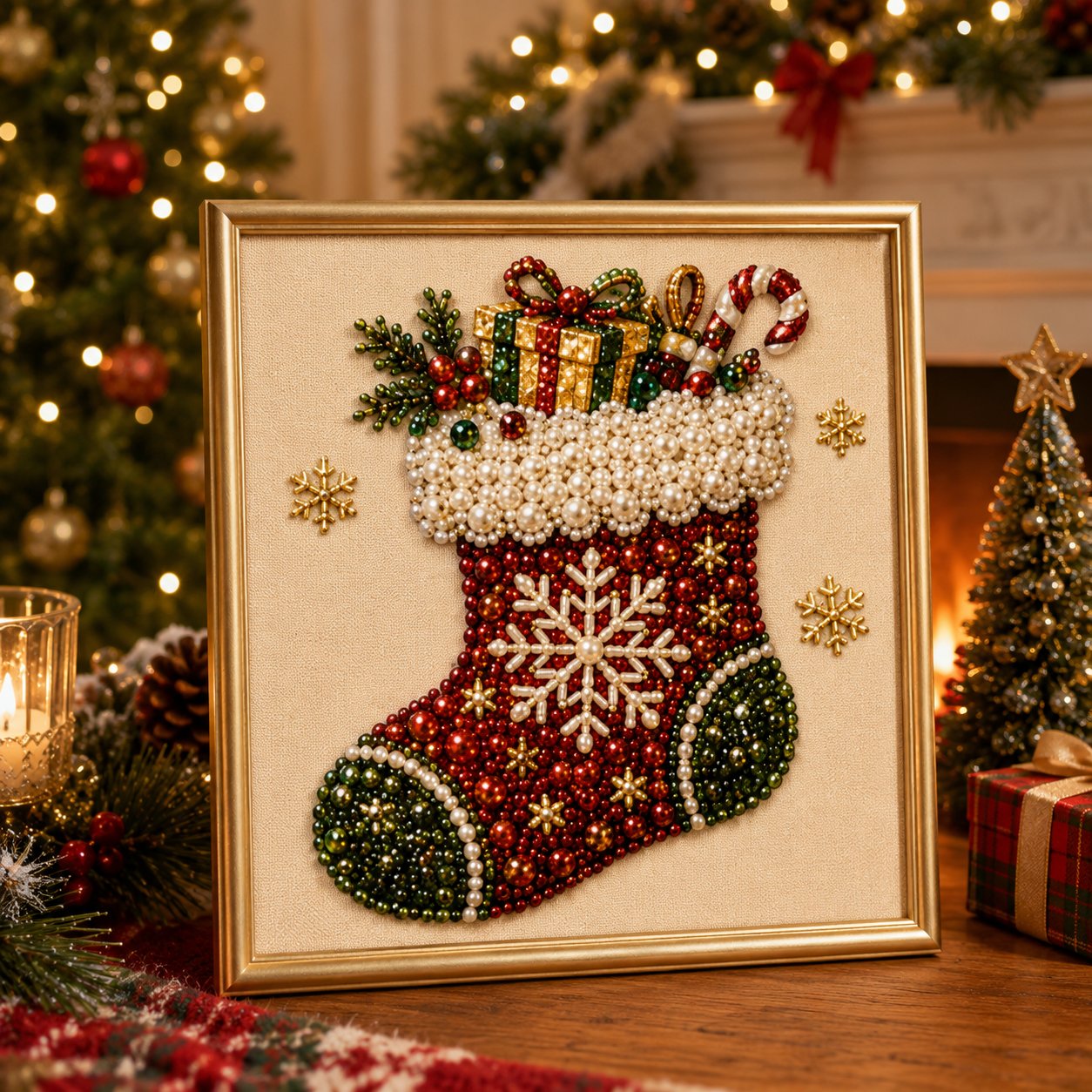 🎄🔥 50% OFF POR TIEMPO LIMITADO | Kit de Pintura con Perlas 3D Navideñas ✨ Crea una decoración brillante y acogedora hecha a mano para tu hogar