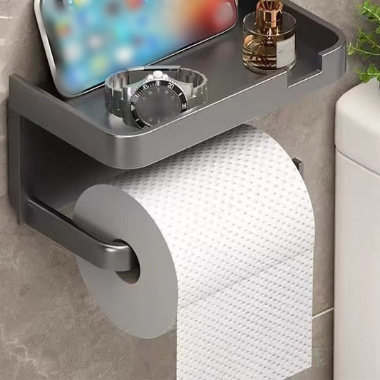 Wall-Mounted Toilet Paper Holder with Storage Shelf