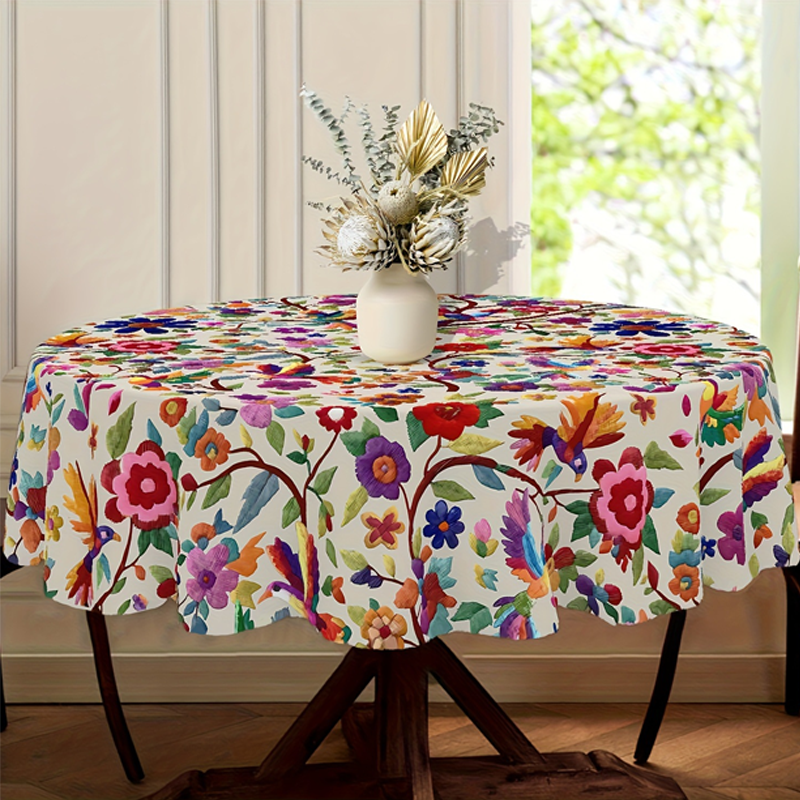🎉 ¡OFERTA 2026 50% DESCUENTO! 💞 Mantel Floral Retro – Diseño Vibrante de Pájaros y Flores para Comedor y Fiestas 🌸