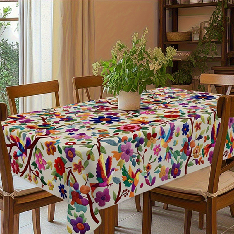 🎉 ¡OFERTA 2026 50% DESCUENTO! 💞 Mantel Floral Retro – Diseño Vibrante de Pájaros y Flores para Comedor y Fiestas 🌸