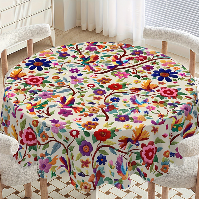 🎉 ¡OFERTA 2026 50% DESCUENTO! 💞 Mantel Floral Retro – Diseño Vibrante de Pájaros y Flores para Comedor y Fiestas 🌸