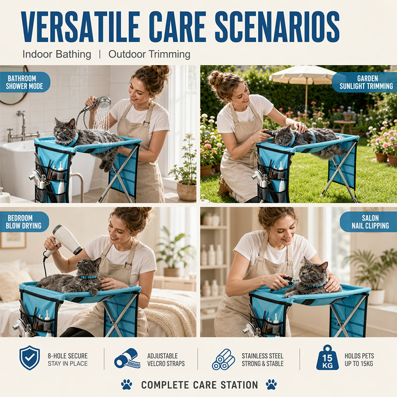 ⏳¡50 % de DESCUENTO por Tiempo Limitado!⏰Cama Plegable 2 en 1 para el Aseo de Mascotas 🐱🐶🛋️