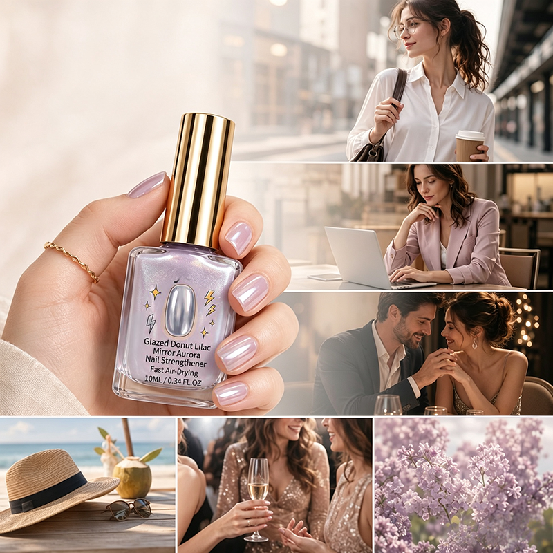 📢📢50% DE DESCUENTO !! ⏰Fortalecedor de Uñas Espejo Brillante Lila