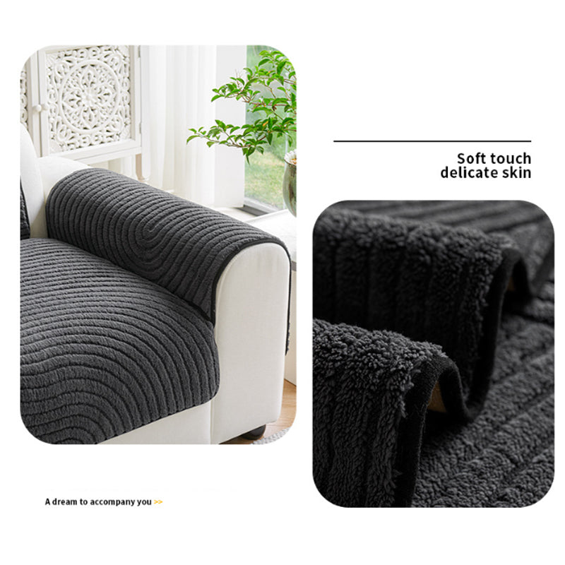 Cotton Velvet Winter Sofa Cushion Non-Slip Plush Couch Cover